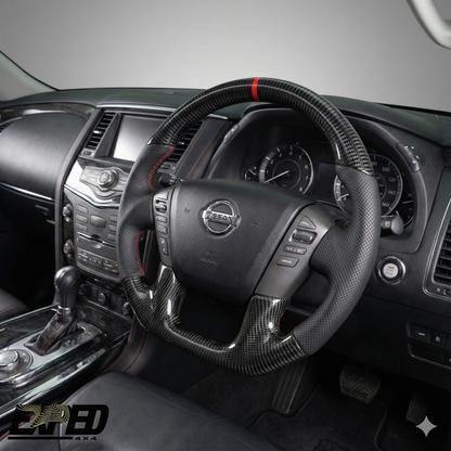 Carbon Fibre Leather Steering Wheel Core Upgrade For Nissan Patrol Y62 (2018-2025)